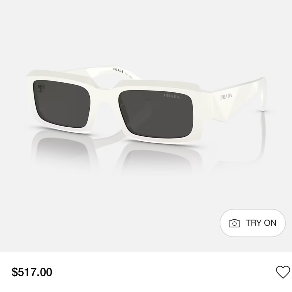 Prada White Rectangular Sunglasses - image 1